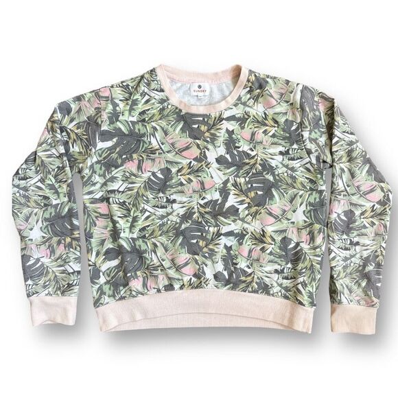 Sundry Tropical Palm Leaf Pullover Sweatshirt - Picture 1 of 6